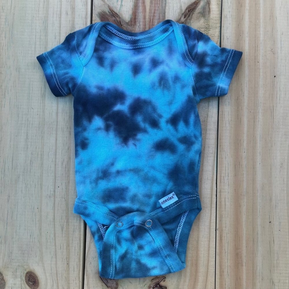Hand Dyed Blue Tie Dye Preemie Onesie